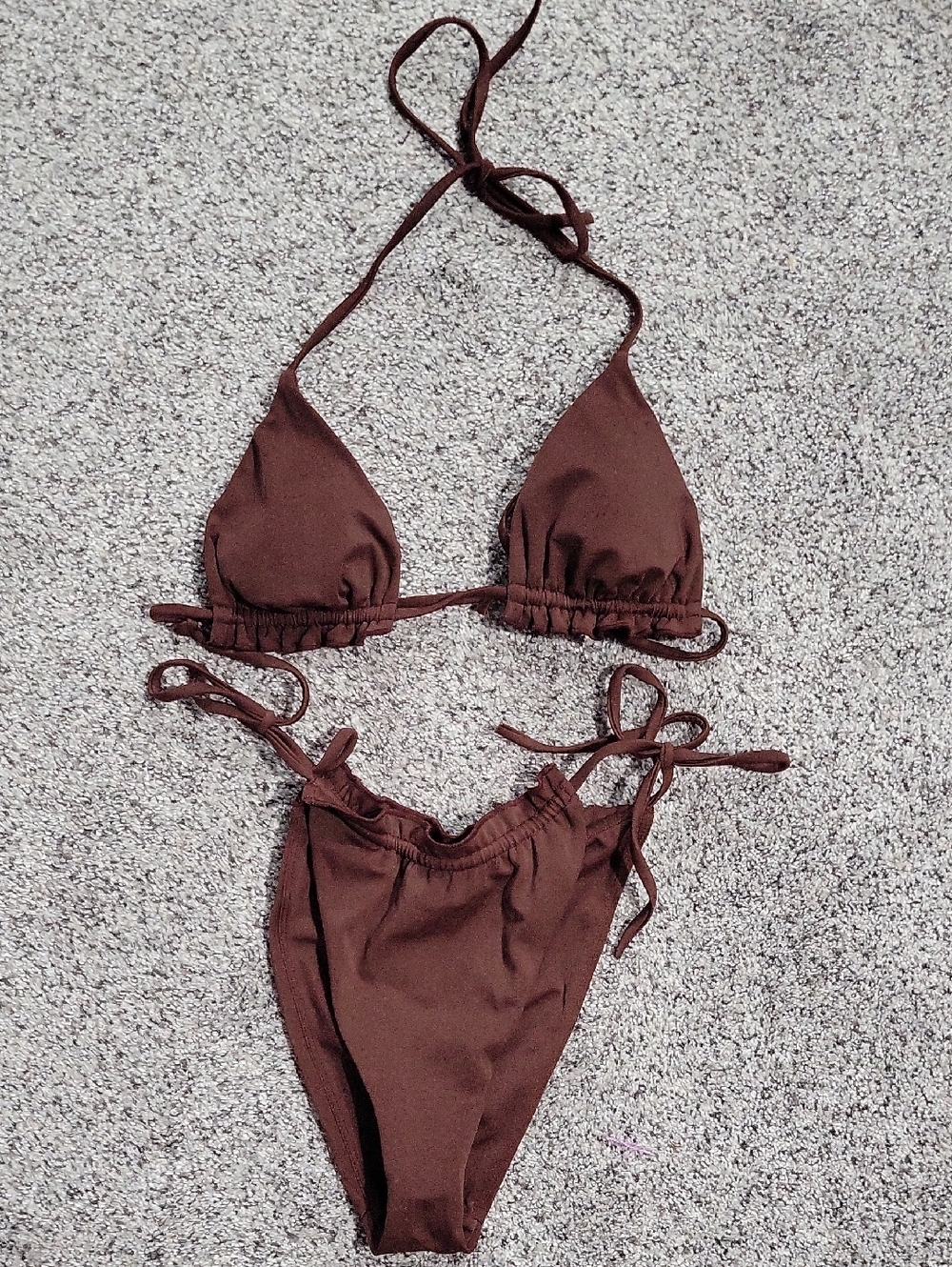 Pac Sun Brown Ruffle Bikini Set